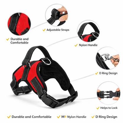 Adjustable Reflective Dog Harness | Comfortable No-Pull Pet Body Belt | Strong Nylon Safety Vest for Dogs